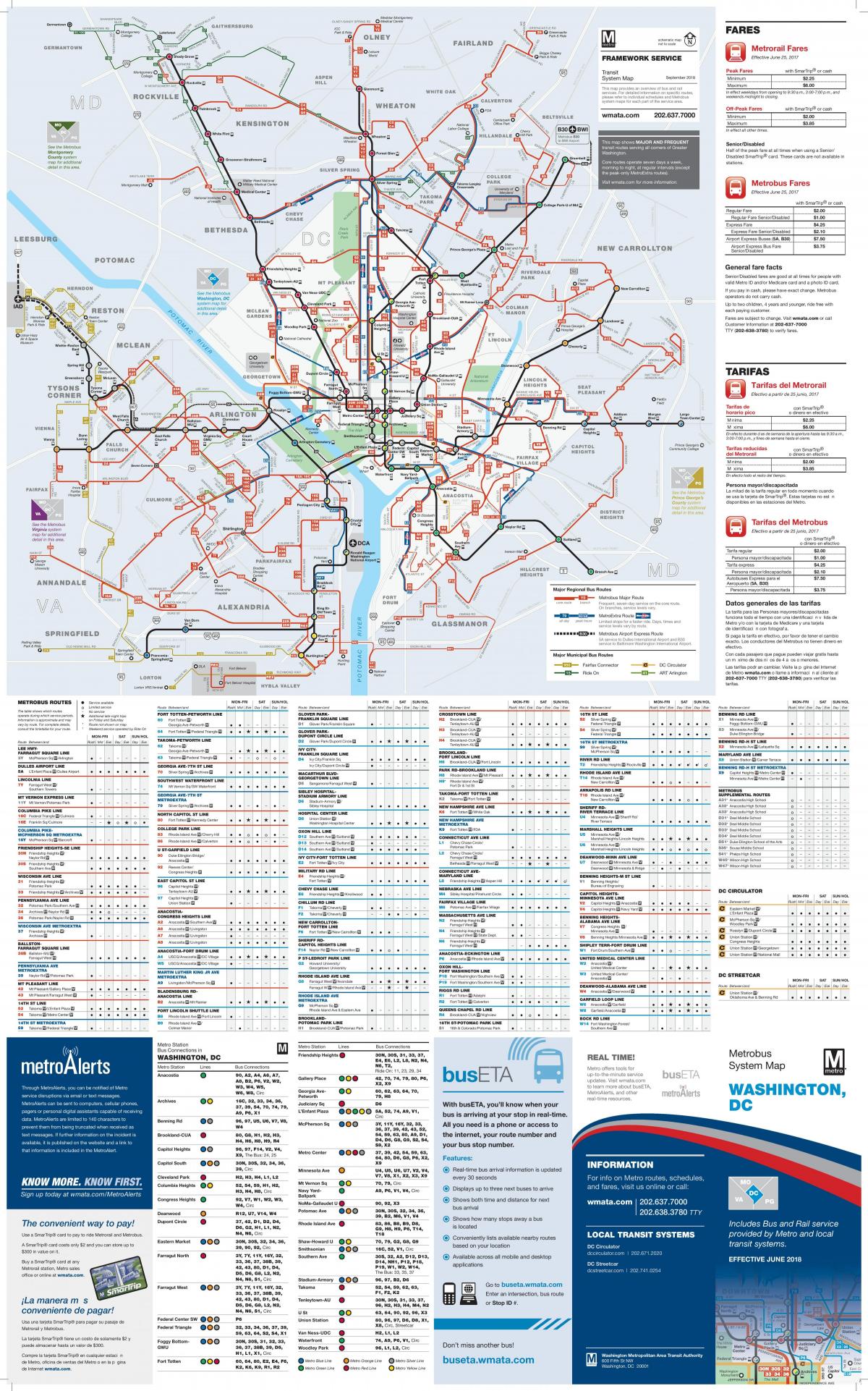 Mappa della stazione degli autobus di Washington DC