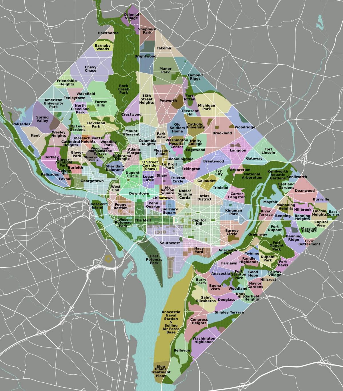 Mappa del distretto di Washington DC