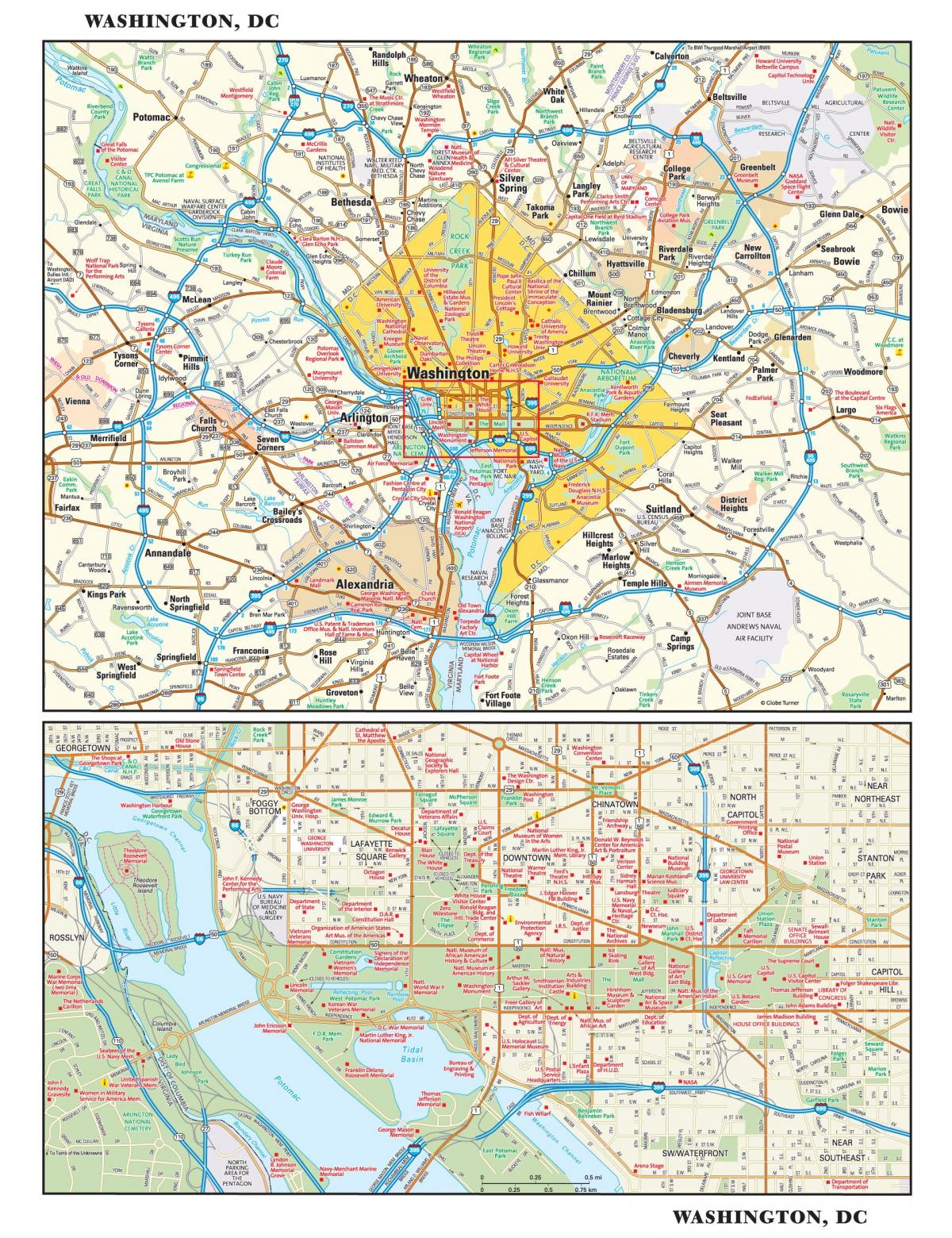Mappa della città di Washington DC