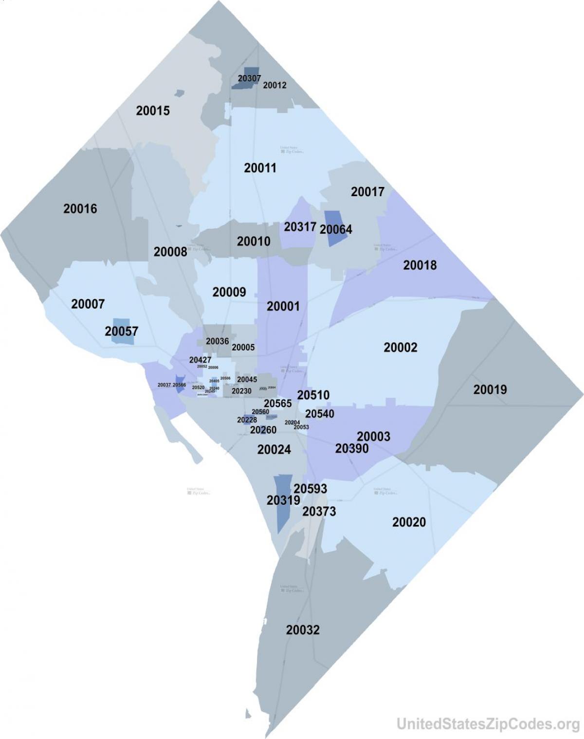 Mappa dei codici di avviamento postale di Washington DC
