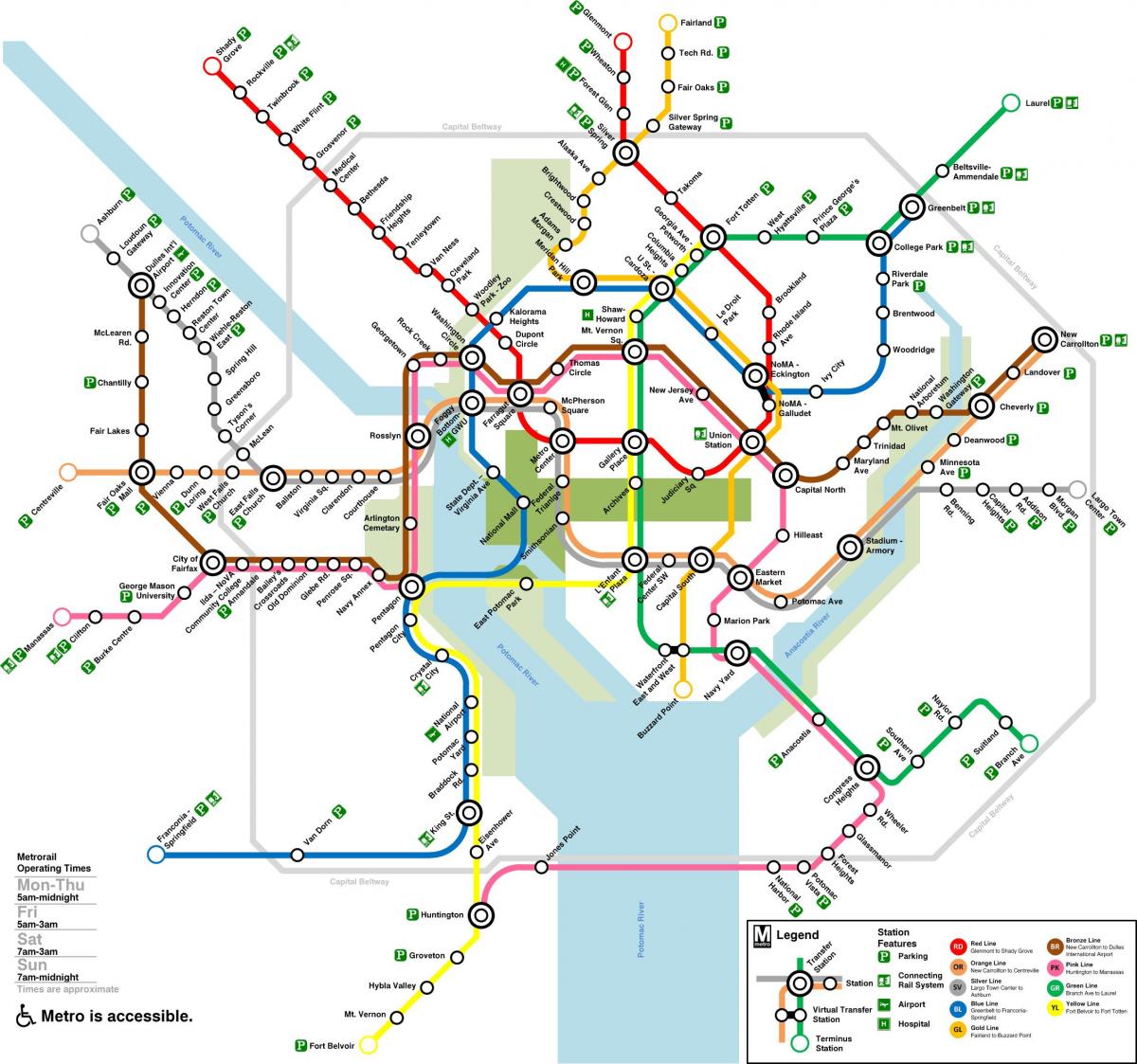Mappa della stazione della metropolitana di Washington DC