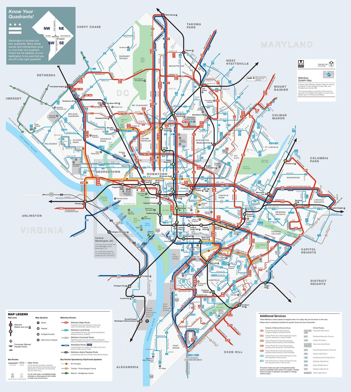 Mappa dei trasporti di Washington DC