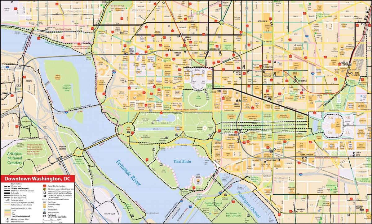 Mappa del centro di Washington DC