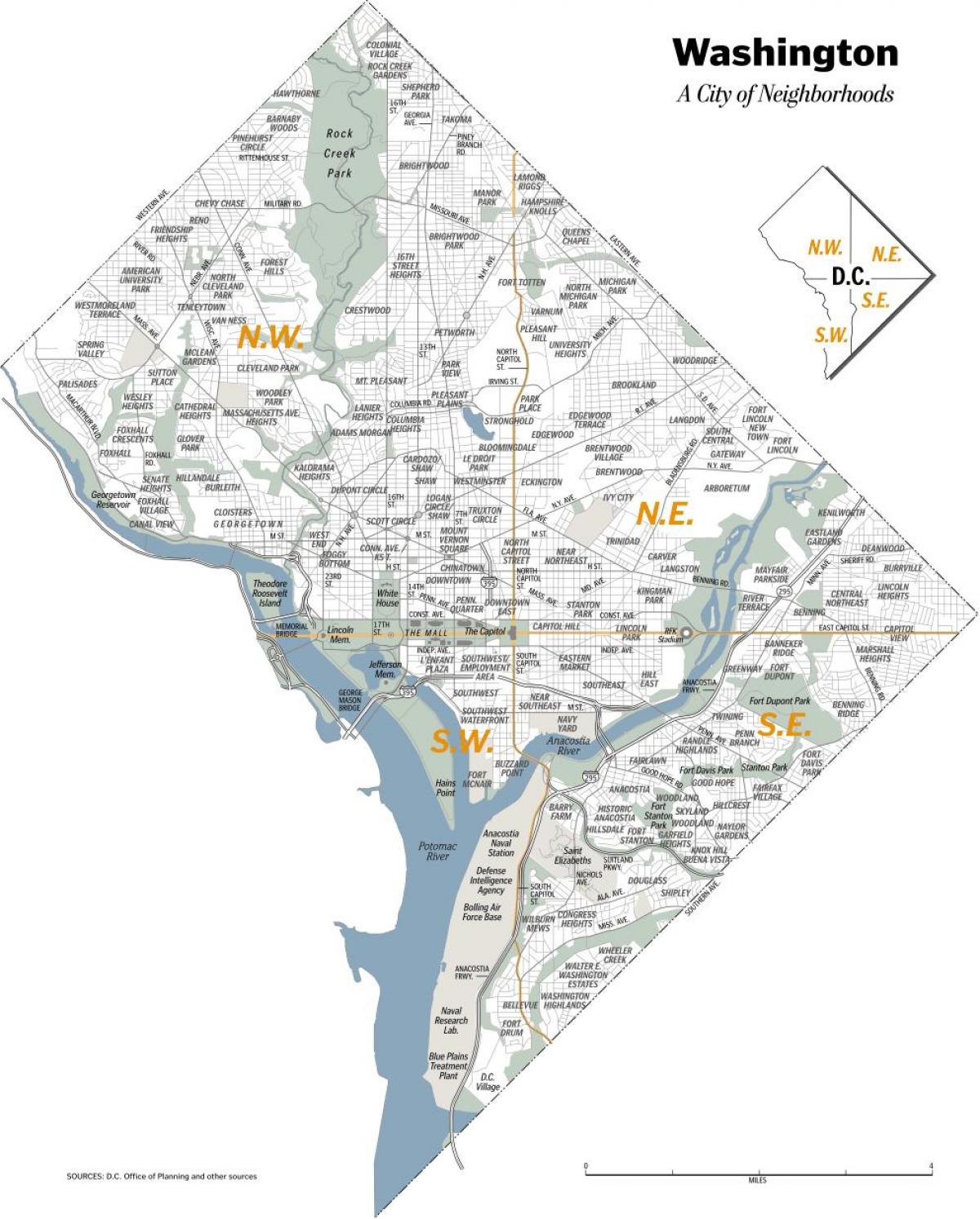 Mappa dei quartieri di Washington DC