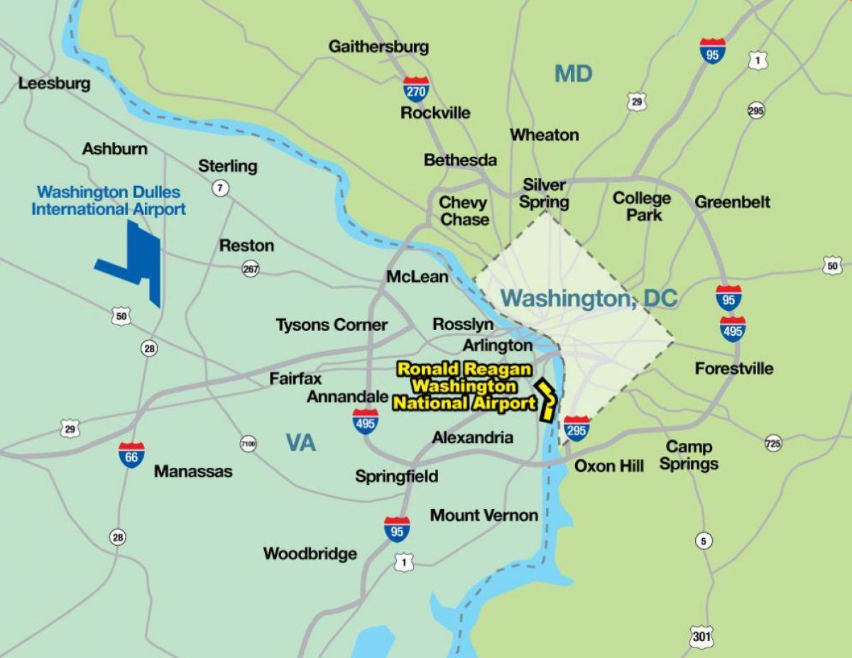Mappa degli aeroporti di Washington DC