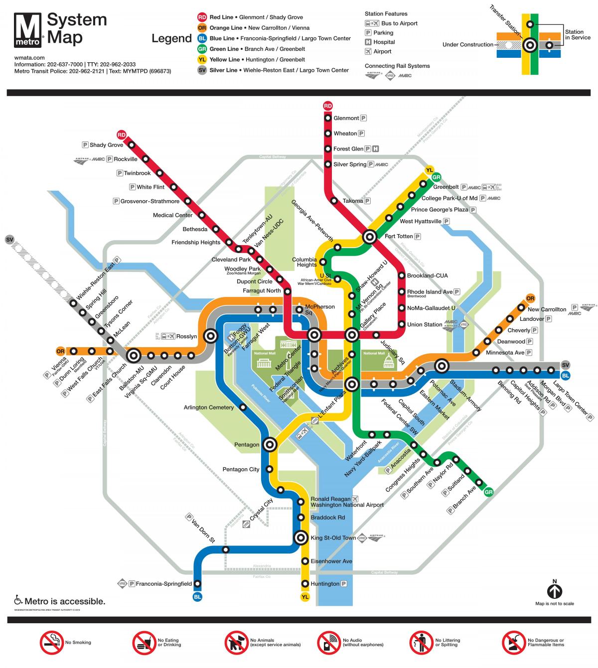 Mappa delle stazioni della metropolitana di Washington DC