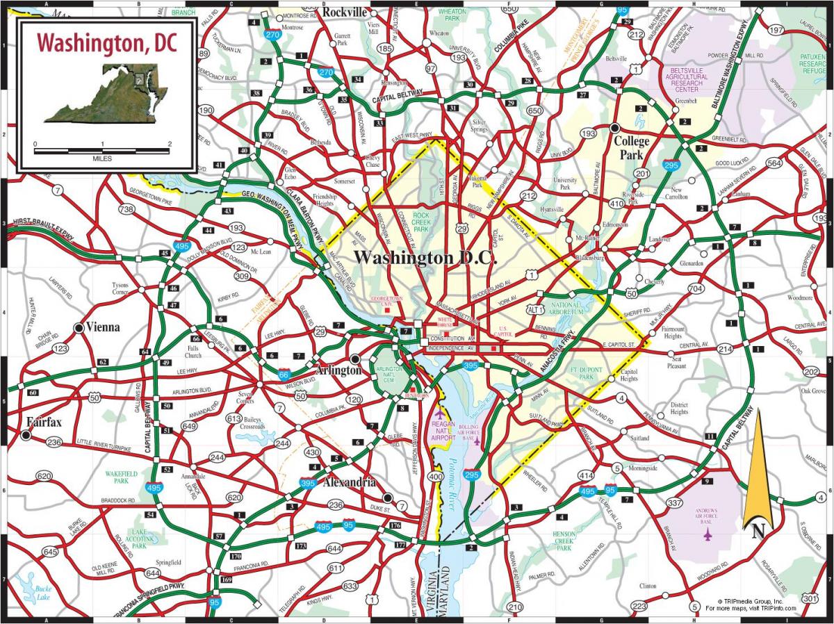Mappa stradale di Washington DC