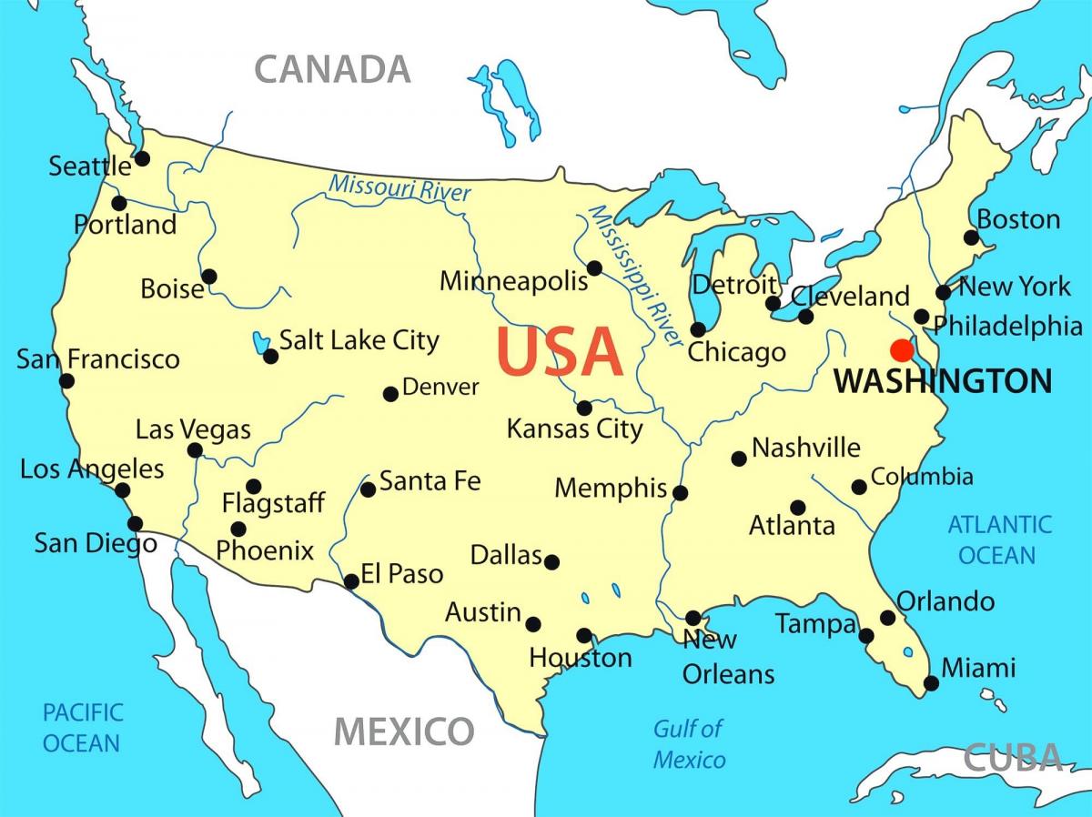 Washington DC sulla mappa degli USA