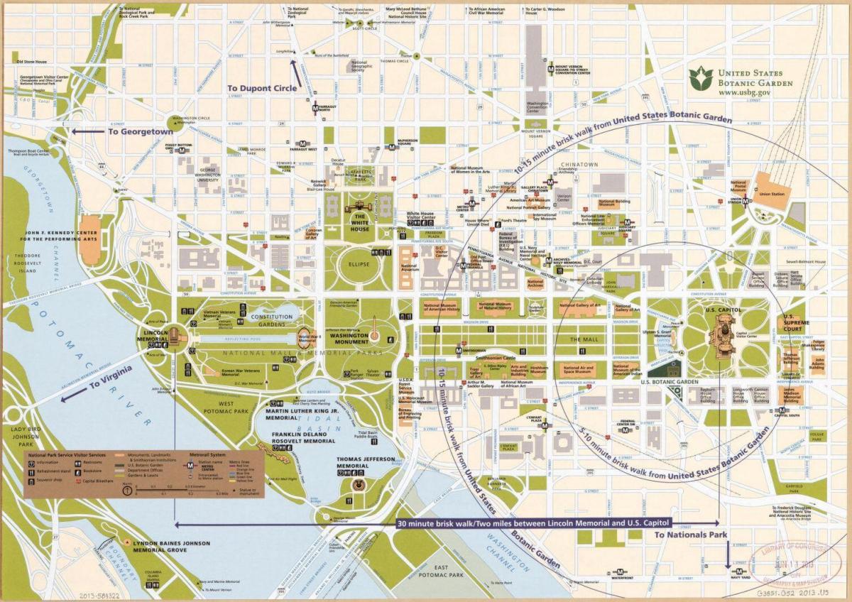 Mappa dei tour a piedi di Washington DC